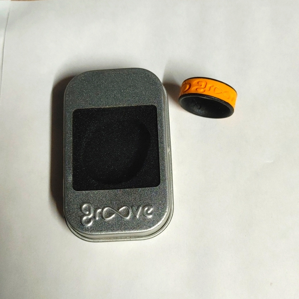Groove Ring Life Kryptek 3D Etched Silicone Black Orange Flexible Size 8